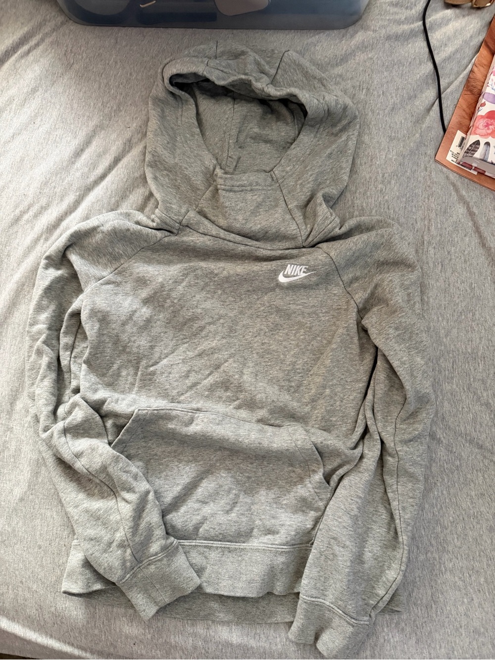 Nike Grey Hooded Sweatshirt with White Logo
